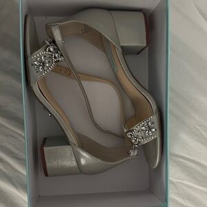 Betsey Johnson Metallic Silver Block Heels
